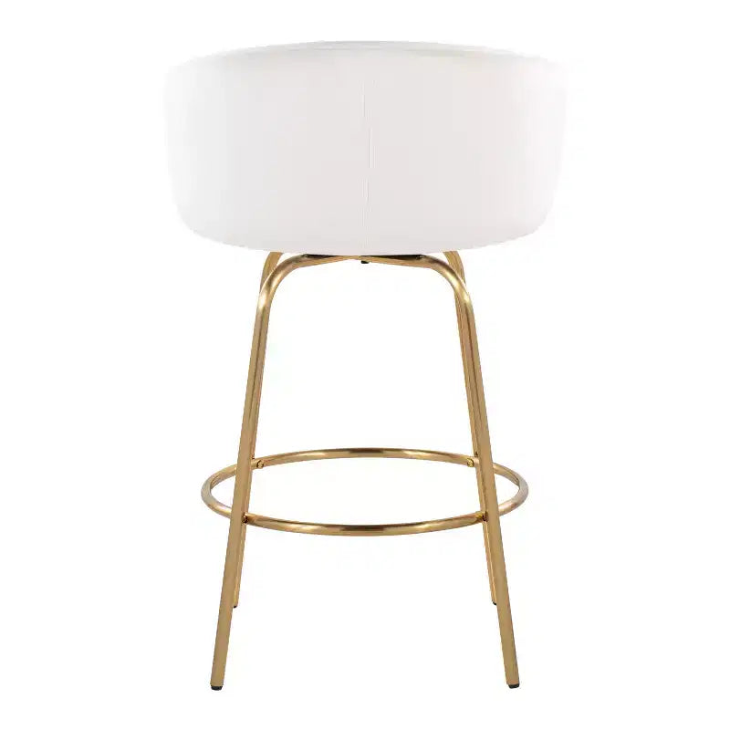 Counter Height Barstools Gold/Cream - Fixed-Height, Swivel, Velvet Upholstery