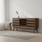 WyndenHall Wright Sideboard with Wine Storage Rustic Natural Aged Brown