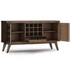 Bahut avec rangement pour le vin, style rustique, brun vieilli naturel