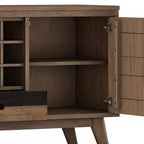 Bahut avec rangement pour le vin, style rustique, brun vieilli naturel