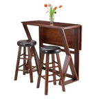 Winsome 3 pièces Harrington Table à manger à rallonges Bois/Noyer/Noir : Style scandinave, Ensemble hauteur comptoir avec 2 tabourets