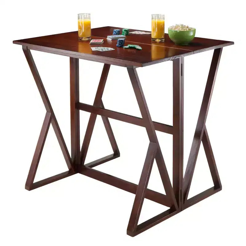 Winsome 3 pièces Harrington Table à manger à rallonges Bois/Noyer/Noir : Style scandinave, Ensemble hauteur comptoir avec 2 tabourets