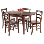 Ensemble de salle à manger Pulman 5 pièces avec chaises à dossier échelle en bois/noyer - Winsome : Traditionnel mi-siècle moderne, table carrée, 4 places