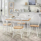 Ensemble de salle à manger rectangulaire 5 pièces Buylateral Tara Farmhouse avec plateau en carrelage et chaises à fuseaux Blanc/Naturel