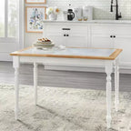 Ensemble de salle à manger rectangulaire 5 pièces Buylateral Tara Farmhouse avec plateau en carrelage et chaises à fuseaux Blanc/Naturel