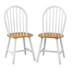 Ensemble de salle à manger rectangulaire 5 pièces Buylateral Tara Farmhouse avec plateau en carrelage et chaises à fuseaux Blanc/Naturel