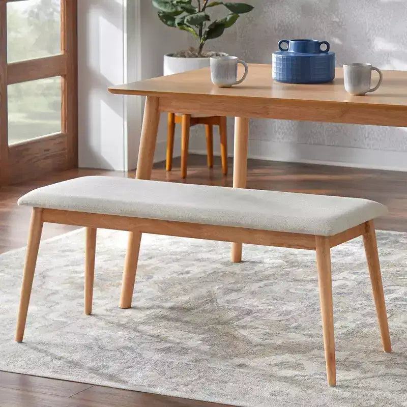 Ensemble de salle à manger 6 pièces Newington en rotin avec banc, chêne clair/beige, par Buylateral