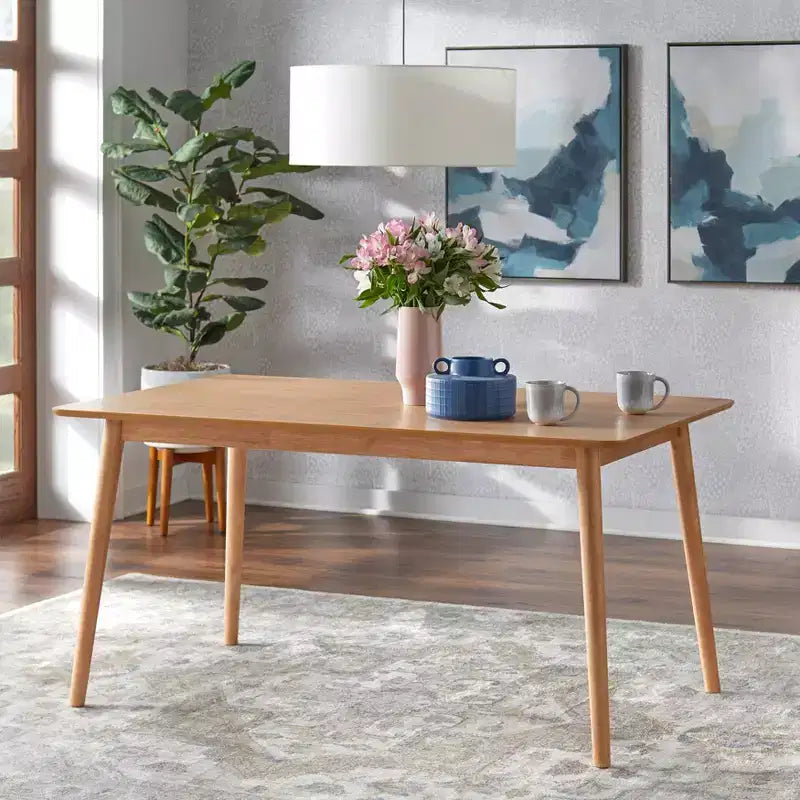 Ensemble de salle à manger 6 pièces Newington en rotin avec banc, chêne clair/beige, par Buylateral