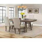 Ensemble table à manger extensible Dex 5 pièces, 4 chaises rembourrées - Picket House Furnishings : Noyer fumé, détails de ridoir
