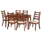 Lifestorey 7pc Lydon Modern Dining Set Walnut: Mid-Century Modern, MDF, Polyester Upholstered Chairs