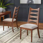 Ensemble de salle à manger moderne 7 pièces Lydon de Lifestorey, noyer : style moderne du milieu du siècle, MDF, chaises rembourrées en polyester