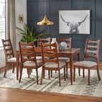 Ensemble de salle à manger moderne 7 pièces Lydon de Lifestorey, noyer : style moderne du milieu du siècle, MDF, chaises rembourrées en polyester