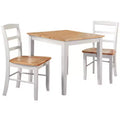 3pc Dining Table with 2 Ladderback Chairs White/Natural – International Concepts: Solid Wood, Square, Non-Extension