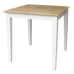 Table à manger 3 pièces avec 2 chaises à barreaux dossier échelle Blanc/Naturel – International Concepts : Bois massif, Carrée, Non-extensible