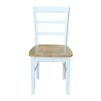 Table à manger 3 pièces avec 2 chaises à barreaux dossier échelle Blanc/Naturel – International Concepts : Bois massif, Carrée, Non-extensible