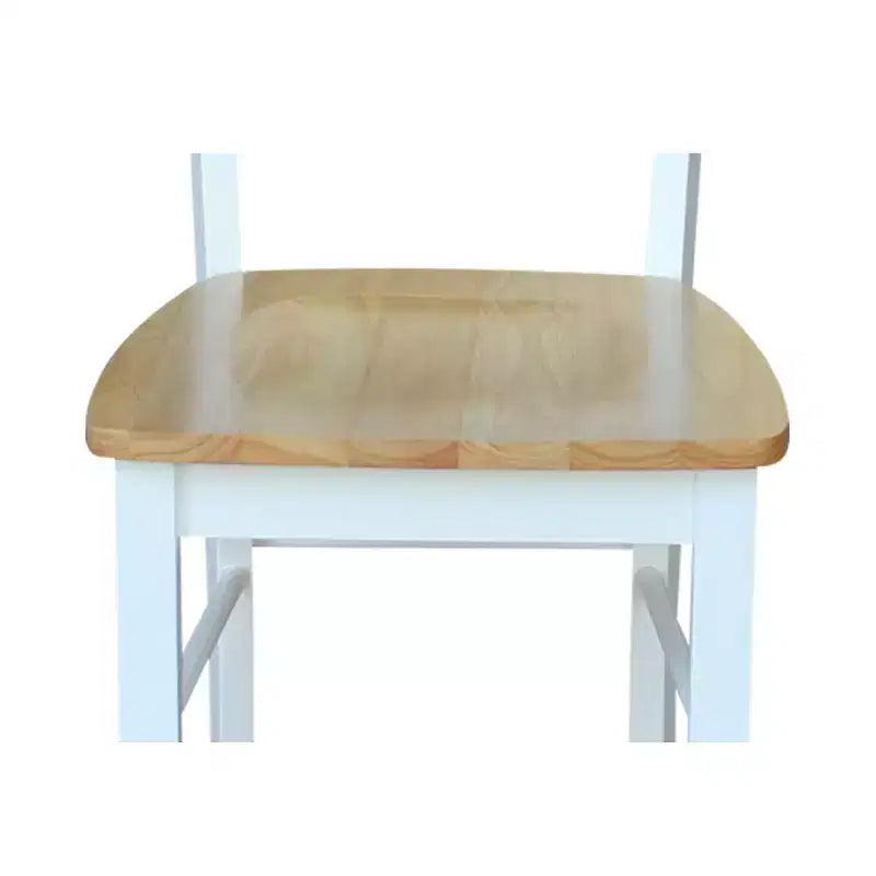 Table à manger 3 pièces avec 2 chaises à barreaux dossier échelle Blanc/Naturel – International Concepts : Bois massif, Carrée, Non-extensible