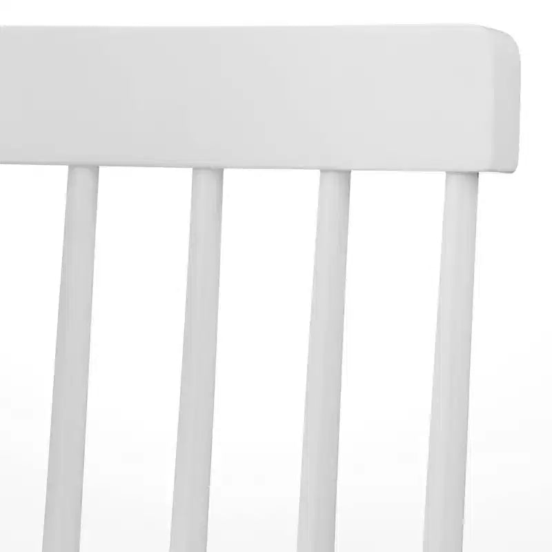 Ensemble de salle à manger moderne 5 pièces Ericson Buylateral blanc/naturel : table rectangulaire, 4 chaises à dossier fuseau