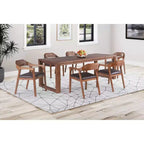 Ensemble de salle à manger extensible 7 pièces Rasmus avec fauteuils Châtaigne - Boraam : Bois d'acacia, chaises en similicuir