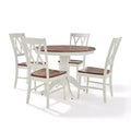 5pc Shelby Round Dining Set with 4 Chairs Distressed White - Crosley: Classic Pedestal, Farmhouse Style