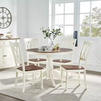 Ensemble de salle à manger rond Shelby 5 pièces avec 4 chaises blanc vieilli - Crosley : Piedestal classique, style ferme