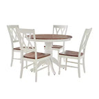 Ensemble de salle à manger rond Shelby 5 pièces avec 4 chaises blanc vieilli - Crosley : Piedestal classique, style ferme