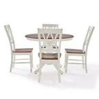Ensemble de salle à manger rond Shelby 5 pièces avec 4 chaises blanc vieilli - Crosley : Piedestal classique, style ferme