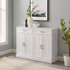 Buffet Blanc - Étagères réglables, Rangement, 4 Portes, 2 Tiroirs, Salle à manger, Style traditionnel