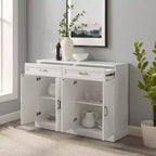 Buffet Blanc - Étagères réglables, Rangement, 4 Portes, 2 Tiroirs, Salle à manger, Style traditionnel