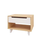 Ensemble de lit plateforme 3 pièces Queen Radiance Érable naturel/Blanc – Nexera : Style moderne, 1 table de chevet, pas besoin de sommier