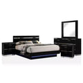 5pc Eastern King Cavatao Bedroom Set with Led Light Black/Chrome - miBasics: Modern Furniture, Chrome Accents