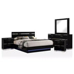 5pc Eastern King Cavatao Bedroom Set with Led Light Black/Chrome - miBasics: Modern Furniture, Chrome Accents