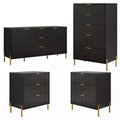 Festivo 4pc Modern Elegance Bedremm Chest and Dresser and 3 Drawer Nightstands Set Black