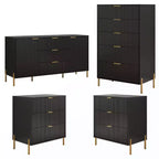 Festivo 4pc Modern Elegance Bedremm Chest and Dresser and 3 Drawer Nightstands Set Black