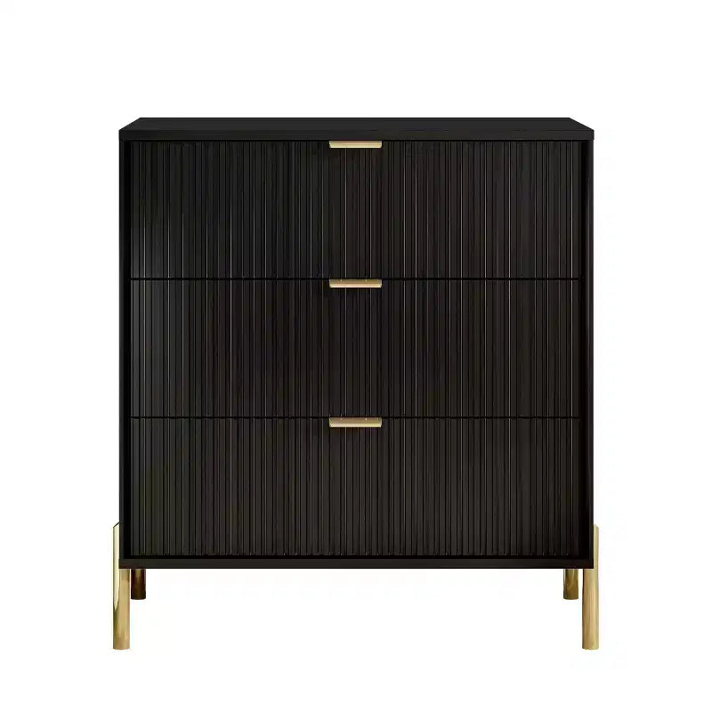 Ensemble de 4 pièces Festivo Modern Elegance : commode, chiffonnier et 2 tables de chevet à 3 tiroirs, noir