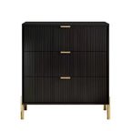 Ensemble de 4 pièces Festivo Modern Elegance : commode, chiffonnier et 2 tables de chevet à 3 tiroirs, noir