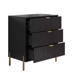 Ensemble de 4 pièces Festivo Modern Elegance : commode, chiffonnier et 2 tables de chevet à 3 tiroirs, noir