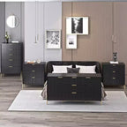 Ensemble de 4 pièces Festivo Modern Elegance : commode, chiffonnier et 2 tables de chevet à 3 tiroirs, noir