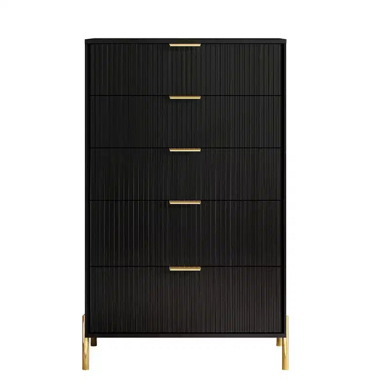 Ensemble de 4 pièces Festivo Modern Elegance : commode, chiffonnier et 2 tables de chevet à 3 tiroirs, noir