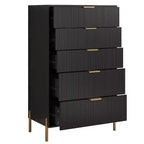 Ensemble de 4 pièces Festivo Modern Elegance : commode, chiffonnier et 2 tables de chevet à 3 tiroirs, noir