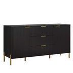 Ensemble de 4 pièces Festivo Modern Elegance : commode, chiffonnier et 2 tables de chevet à 3 tiroirs, noir