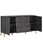 Ensemble de 4 pièces Festivo Modern Elegance : commode, chiffonnier et 2 tables de chevet à 3 tiroirs, noir