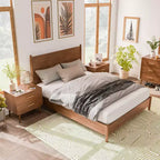 HOMES: Inside + Out Ensemble chambre à coucher 3 pièces avec lit plateforme Neovesi Queen et 2 tables de chevet chêne style bohème