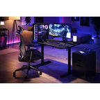 Bureau Gaming 1048 Noir : Cadre en métal robuste, surface en MDF, sans rangement, assemblage par un adulte requis