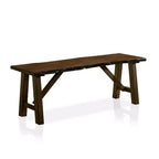 Banc en noyer massif rustique de style ferme avec plateau Live Edge, piètement tréteau, capacité de 136 kg