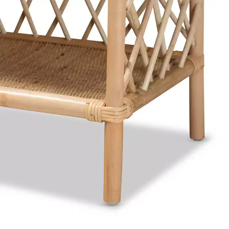 Étagère de présentation à 2 niveaux en rotin 29,7 po Naturel/Brun - bali & pari
