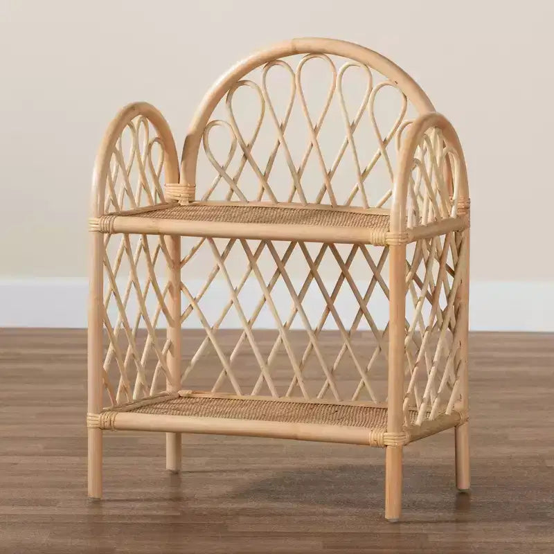 Étagère de présentation à 2 niveaux en rotin 29,7 po Naturel/Brun - bali & pari
