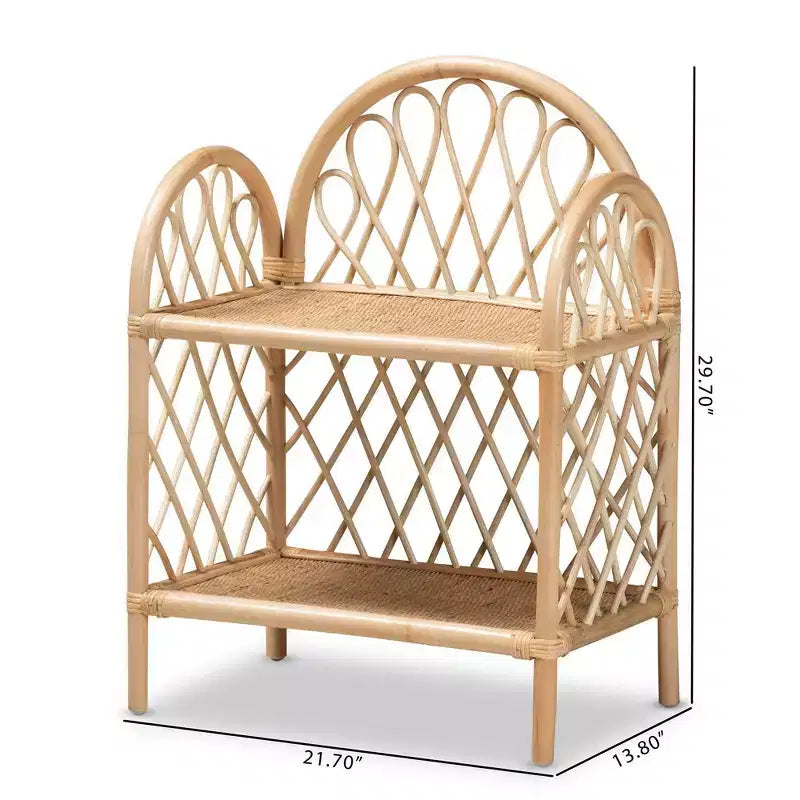 Étagère de présentation à 2 niveaux en rotin 29,7 po Naturel/Brun - bali & pari