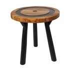 Olivia & May Teak Wood Geometric Layered Circle Accent Table: No Assembly, Indoor Use, Modern Style