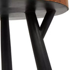 Table d'appoint ronde superposée géométrique en bois de teck : Aucun assemblage requis, utilisation intérieure, style moderne
