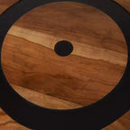 Table d'appoint ronde superposée géométrique en bois de teck : Aucun assemblage requis, utilisation intérieure, style moderne